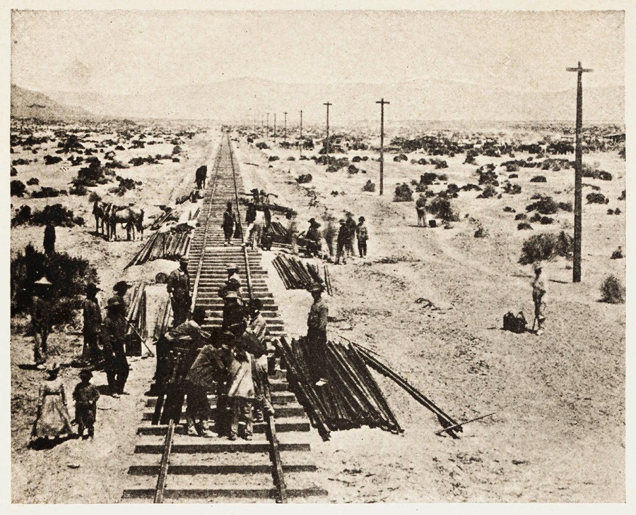 The first railroad was constructed by two Indians