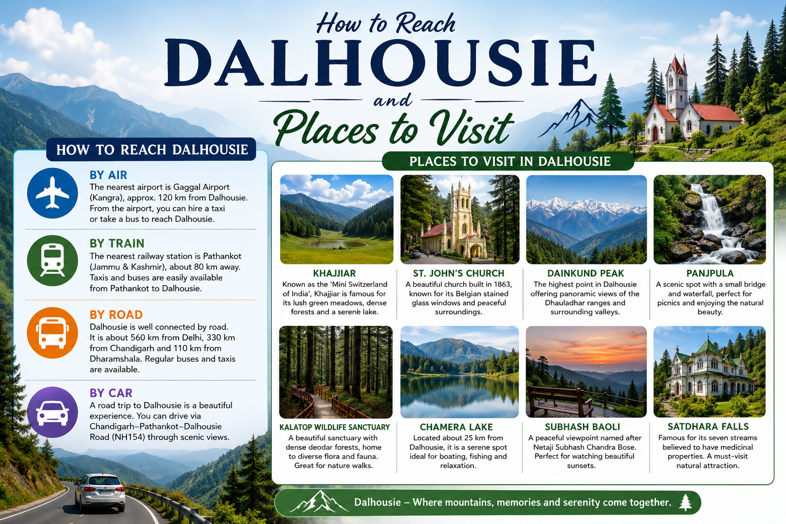 How to Reach Dalhousie and Places to visit